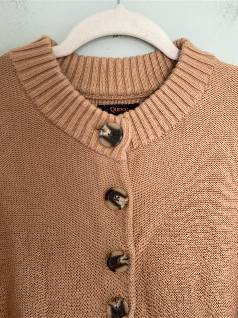 Quince Women’s 100% Organic Cotton Cropped Cardigan Camel Color Size Small - Picture 6 of 10